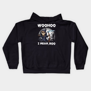 Woohoo i mean Boo funny cute skeleton Halloween Kids Hoodie